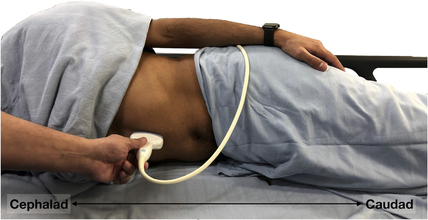 Patient positioning for gastric US
